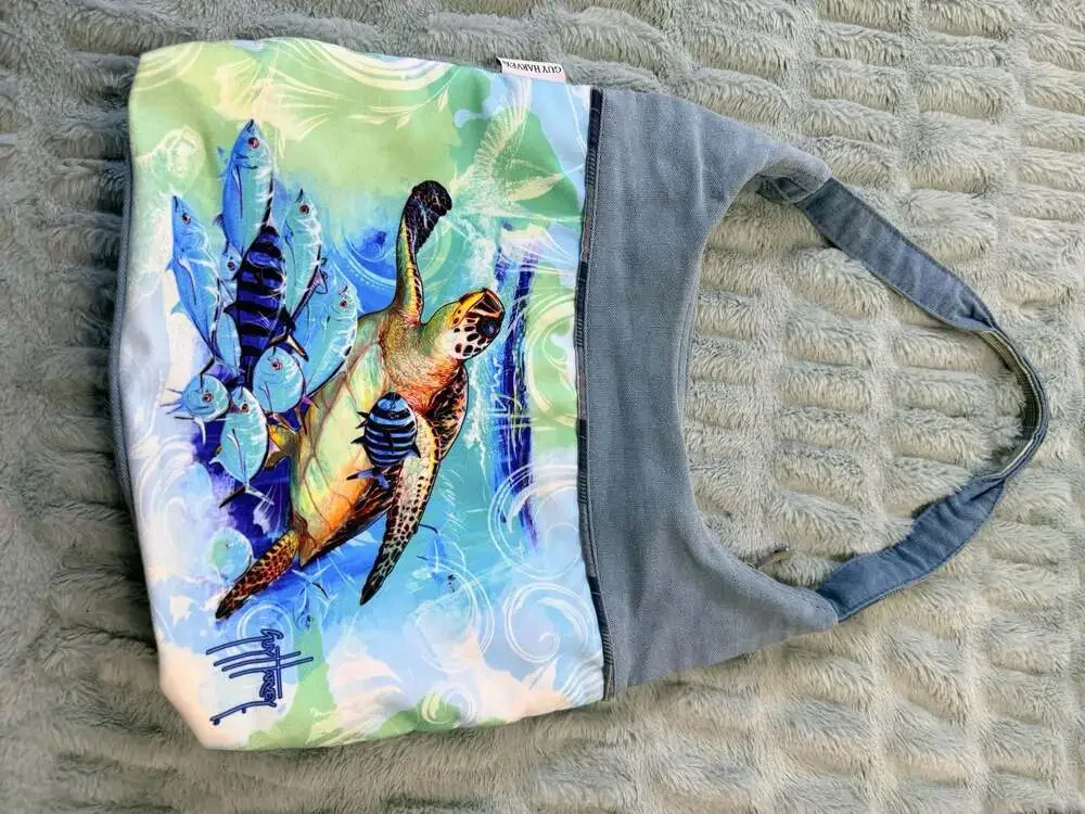 Guy Harvey Live Blue Sea Turtle Hobo Shoulder Bag